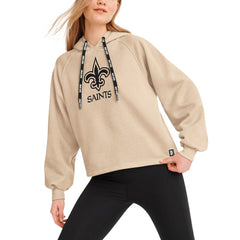New Orleans Saints DKNY Sport Women's Debbie Dolman Raglan Pullover Hoodie Cream