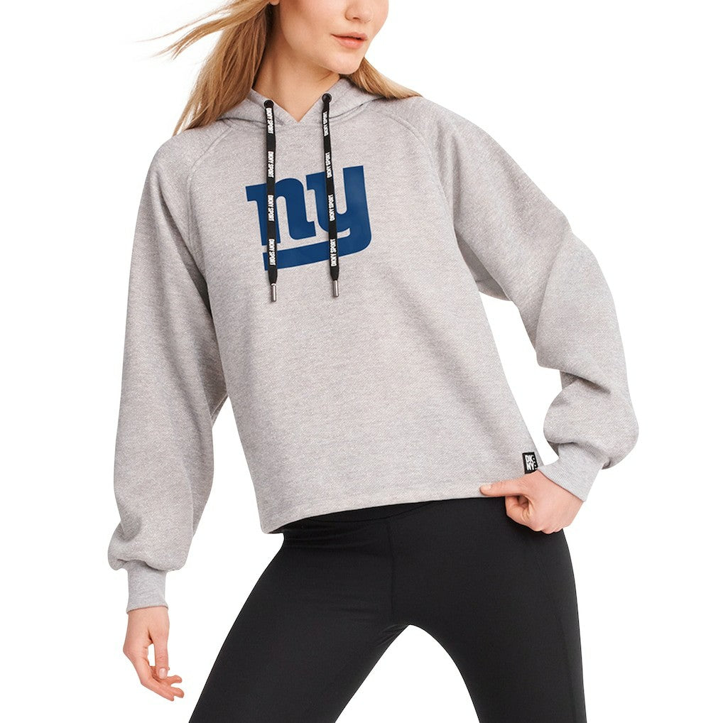 New York Giants DKNY Sport Women's Debbie Dolman Raglan Pullover Hoodie Heather Gray