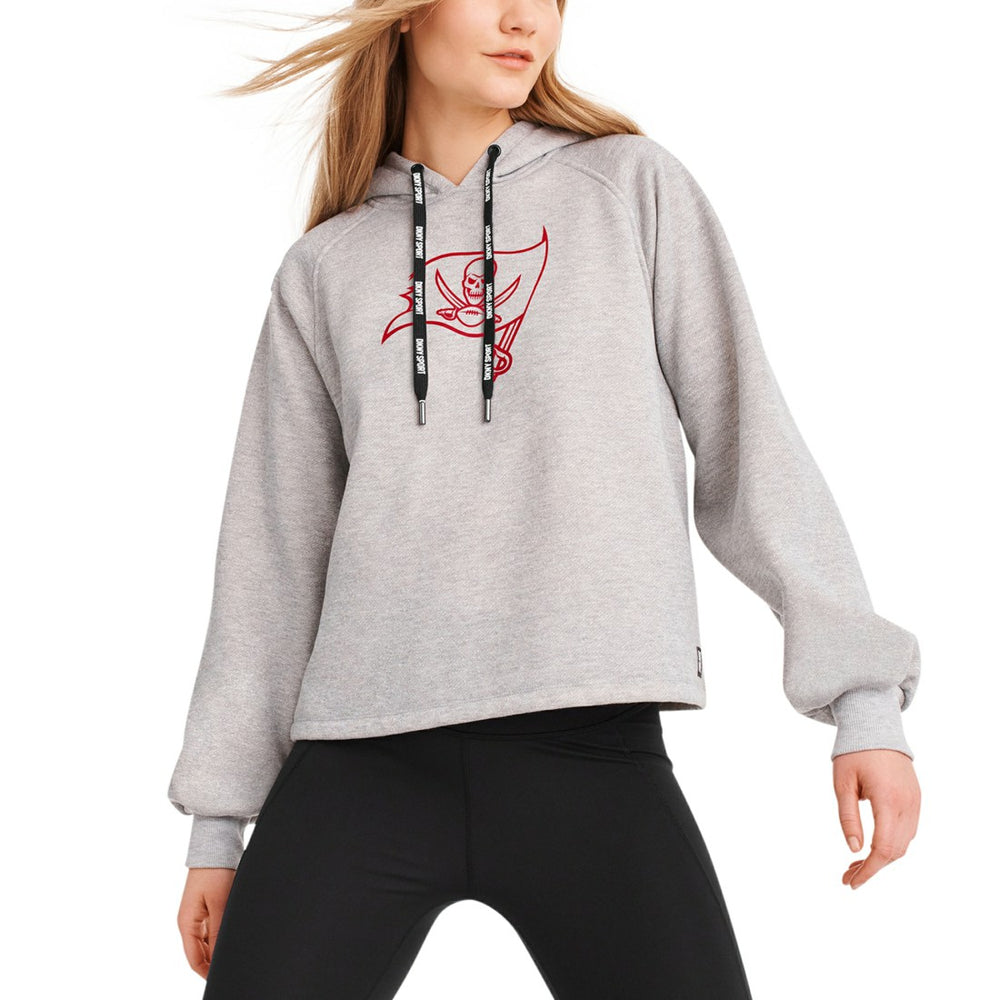 Tampa Bay Buccaneers DKNY Sport Women's Debbie Dolman Raglan Pullover Hoodie Heather Gray