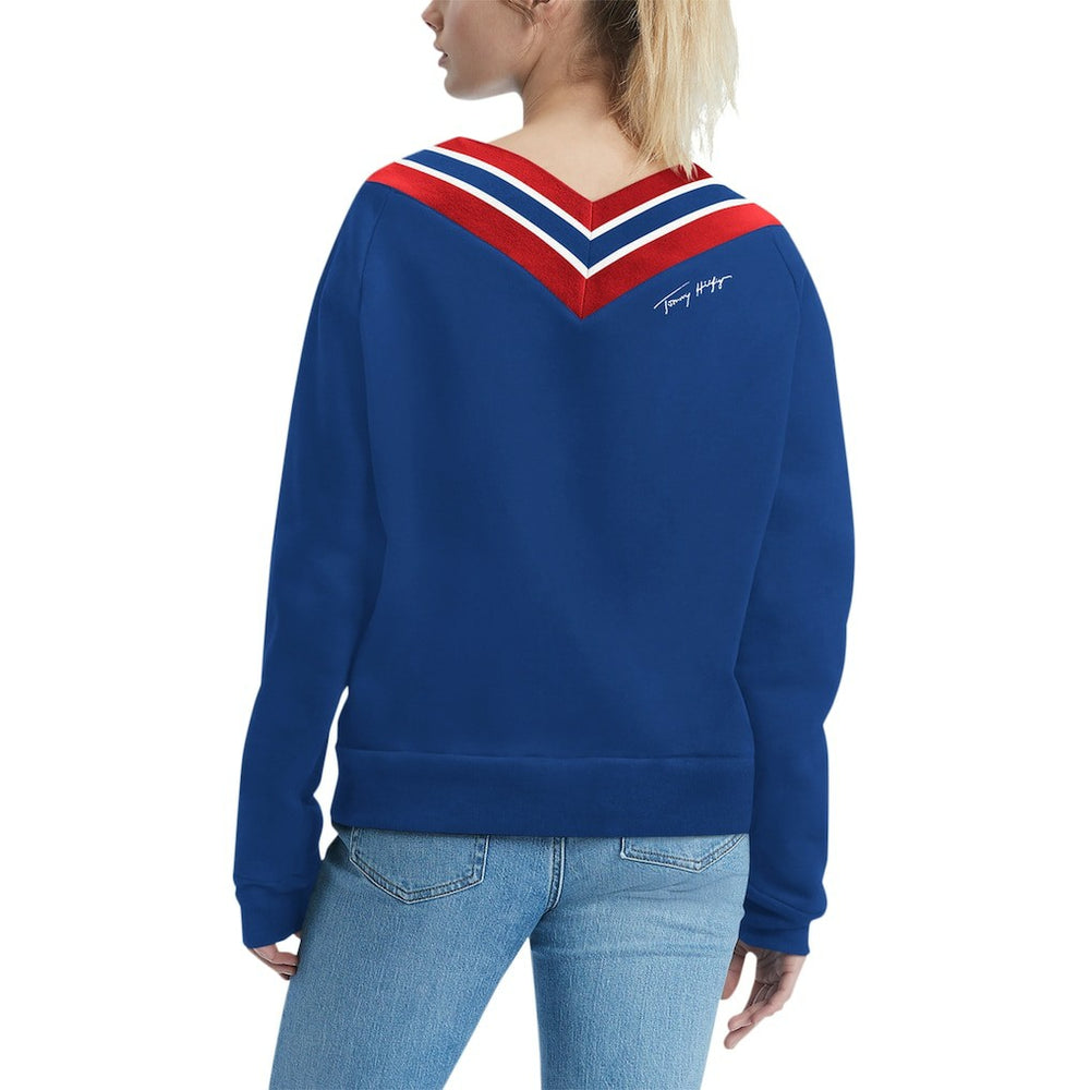 New York Giants Tommy Hilfiger Women's Heidi Raglan V-Neck Sweater Royal