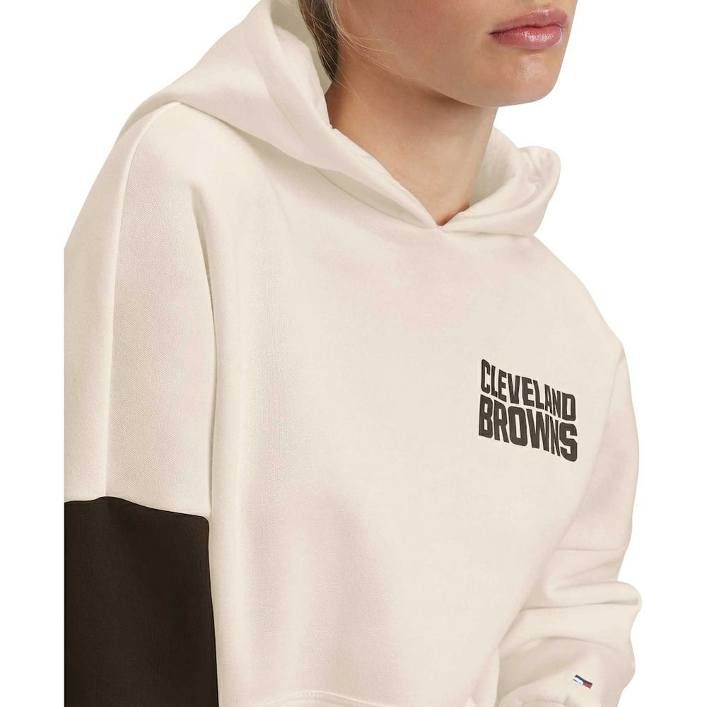 Cleveland Browns Tommy Hilfiger Women's Harriet Pullover Hoodie Cream/Brown