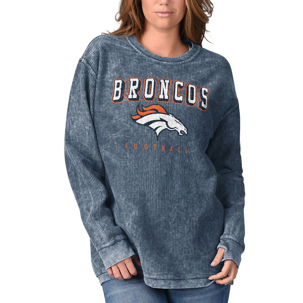 Denver Broncos G-III 4Her by Carl Banks Women's Comfy Cord Pullover Sweatshirt Navy