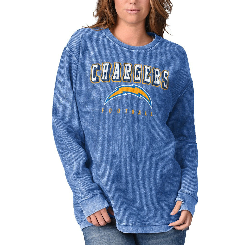 Los Angeles Chargers G-III 4Her by Carl Banks Women's Comfy Cord Pullover Sweatshirt Powder Blue
