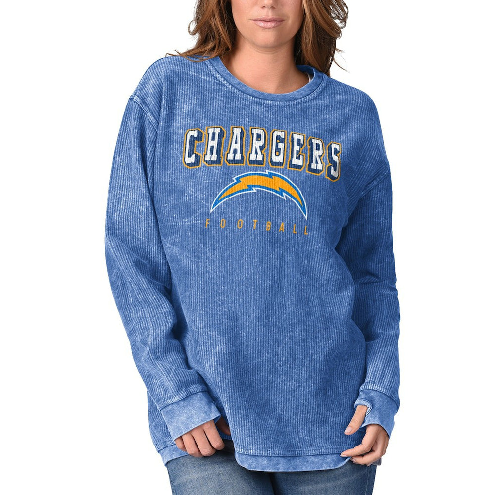 Los Angeles Chargers G-III 4Her by Carl Banks Women's Comfy Cord Pullover Sweatshirt Powder Blue