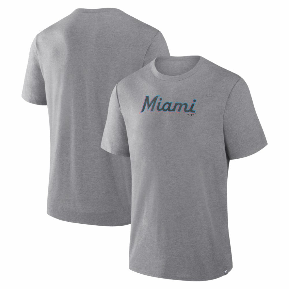 Miami Marlins Fanatics Play Tribute Tri-Blend T-Shirt - Heather Gray - Fanatics Lifestyle