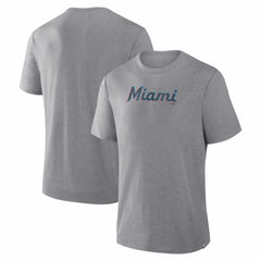 Miami Marlins Fanatics Play Tribute Tri-Blend T-Shirt - Heather Gray - Fanatics Lifestyle