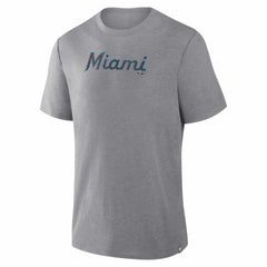 Miami Marlins Fanatics Play Tribute Tri-Blend T-Shirt - Heather Gray - Fanatics Lifestyle