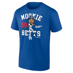 Mookie Betts Los Angeles Dodgers Caricature T-Shirt - Royal - MLB Sale