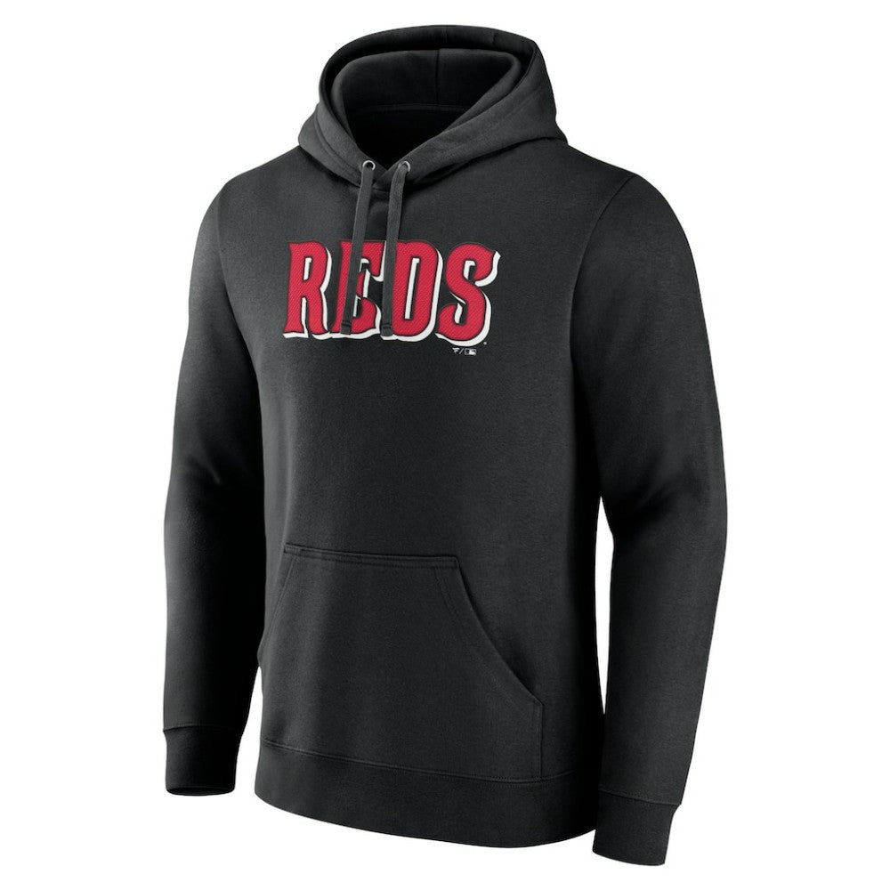 Cincinnati Reds Official Wordmark Pullover Hoodie - Black - MLB Sale