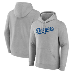 Los Angeles Dodgers Official Wordmark Pullover Hoodie - Heather Gray - MLB Sale