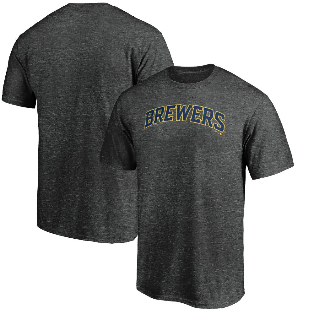 Milwaukee Brewers Official Wordmark T-Shirt - Charcoal - MLB Lifestyle