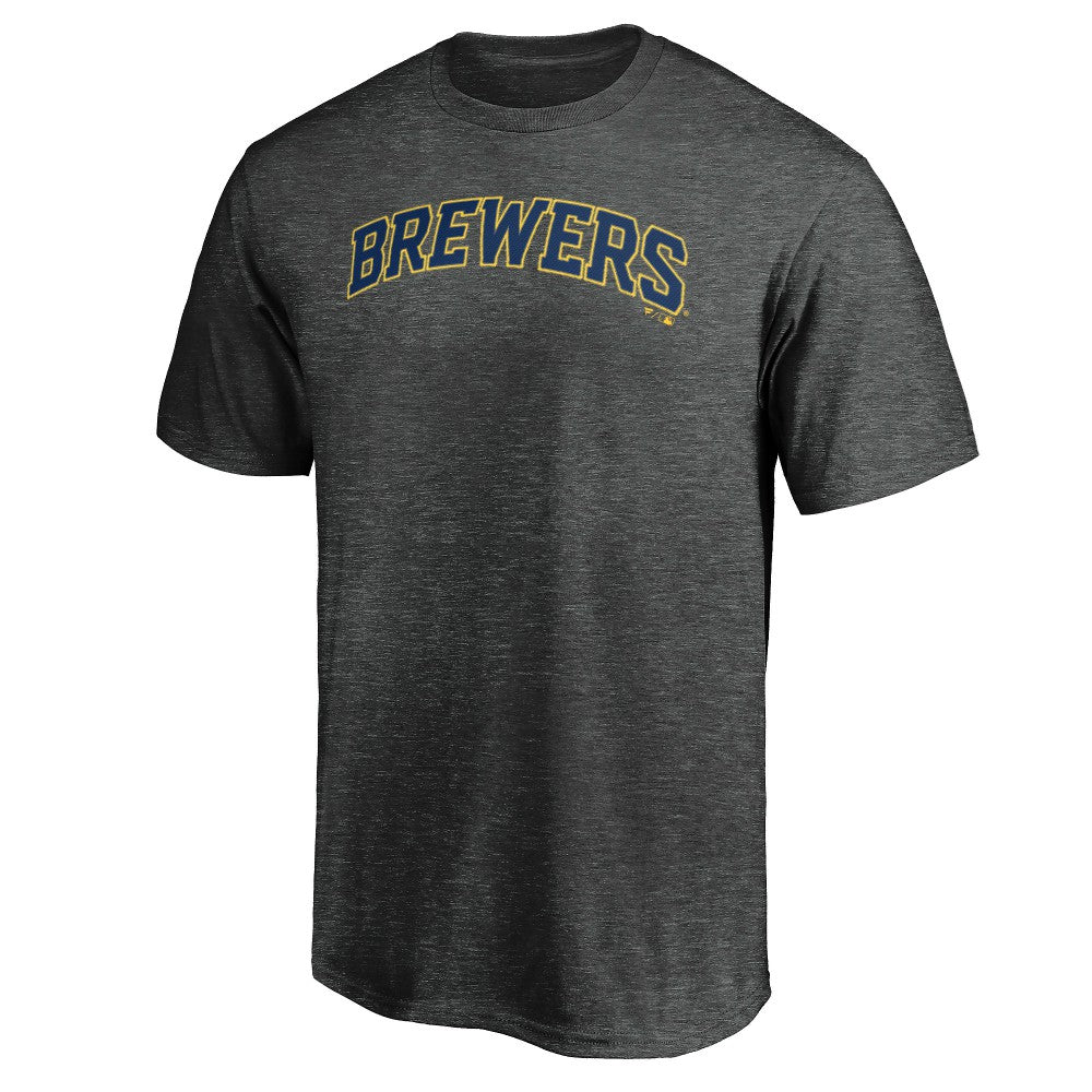 Milwaukee Brewers Official Wordmark T-Shirt - Charcoal - MLB Lifestyle