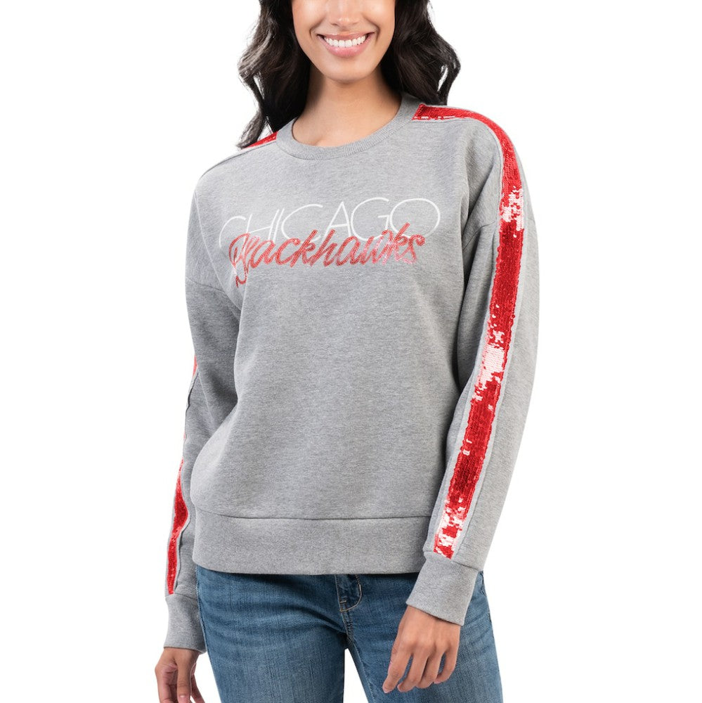 Chicago Blackhawks G-III 4Her by Carl Banks Women's Penalty Box Pullover Sweatshirt - Gray - NHL 200115830