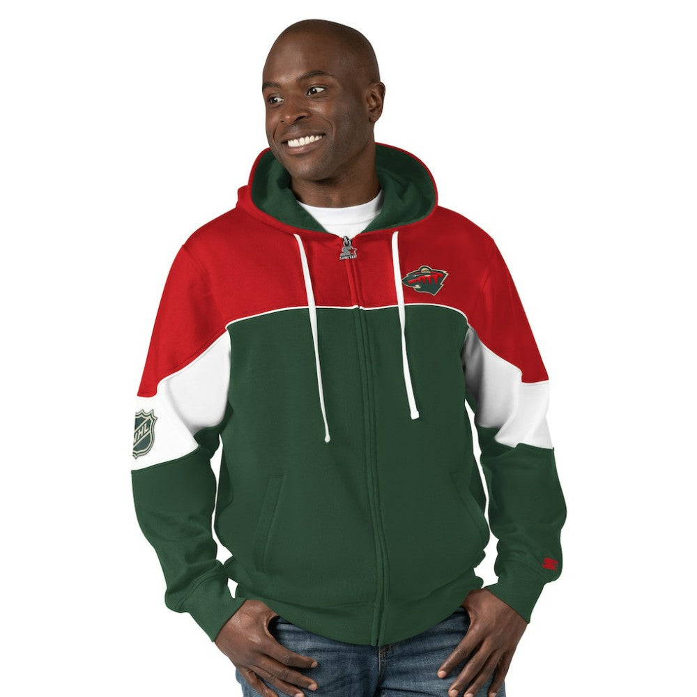 Minnesota Wild Starter Power Forward Full-Zip Hoodie - Green/Red - NHL 200115897