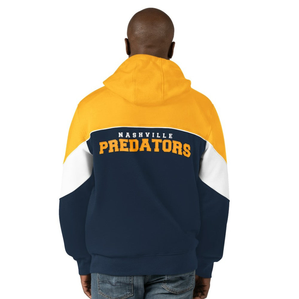 Nashville Predators Starter Power Forward Full-Zip Hoodie - Navy/Gold - NHL 200115899