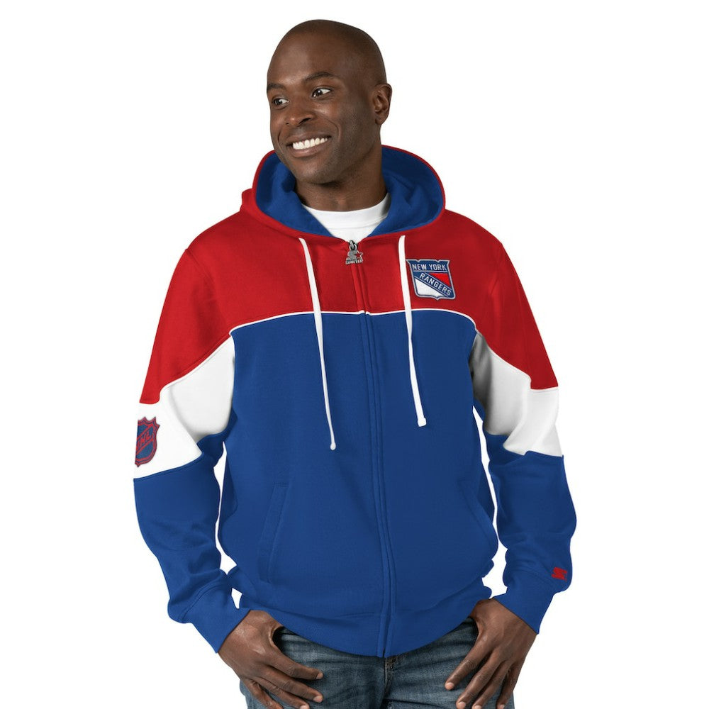 New York Rangers Starter Power Forward Full-Zip Hoodie - Blue/Red - NHL 200115901