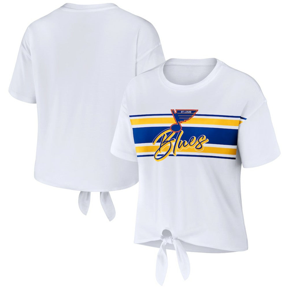 St. Louis Blues WEAR by Erin Andrews Women's Front Knot T-Shirt - White - NHL 200116104