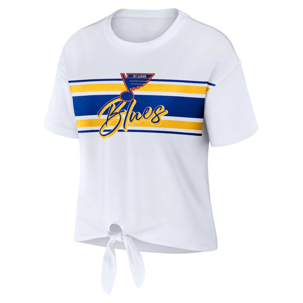 St. Louis Blues WEAR by Erin Andrews Women's Front Knot T-Shirt - White - NHL 200116104
