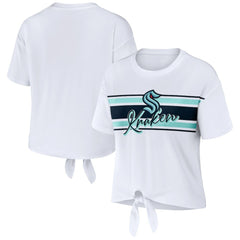Seattle Kraken WEAR by Erin Andrews Women's Front Knot T-Shirt - White - NHL 200116105