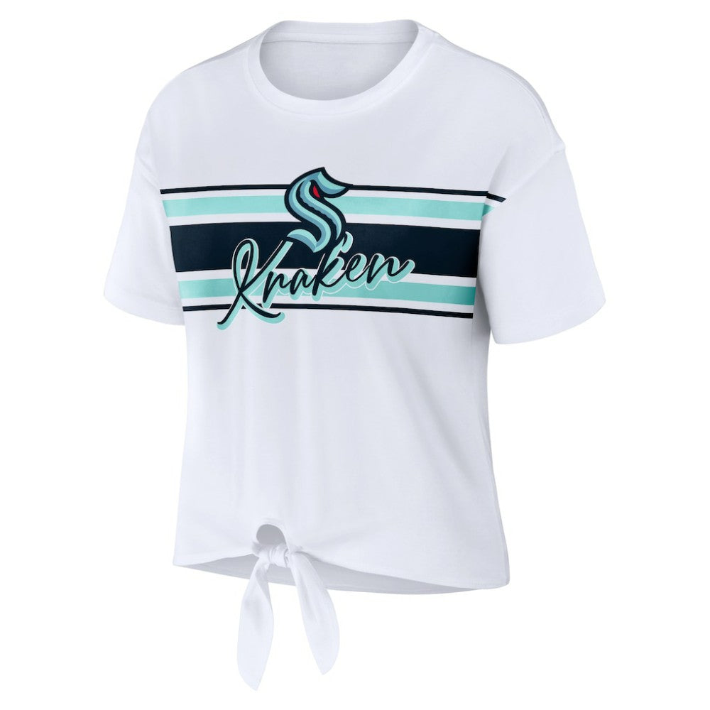 Seattle Kraken WEAR by Erin Andrews Women's Front Knot T-Shirt - White - NHL 200116105