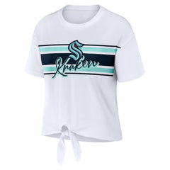 Seattle Kraken WEAR by Erin Andrews Women's Front Knot T-Shirt - White - NHL 200116105