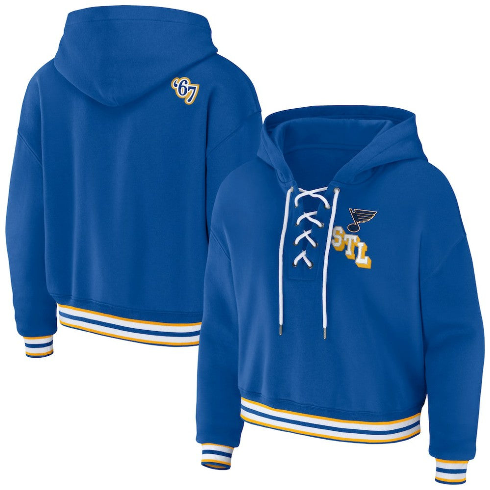 St. Louis Blues WEAR by Erin Andrews Women's Lace-Up Pullover Hoodie - Blue - NHL 200116125