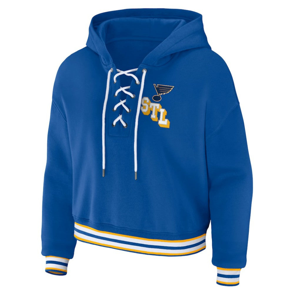 St. Louis Blues WEAR by Erin Andrews Women's Lace-Up Pullover Hoodie - Blue - NHL 200116125