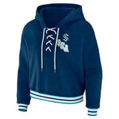 Seattle Kraken WEAR by Erin Andrews Women's Lace-Up Pullover Hoodie - Blue - NHL 200116126
