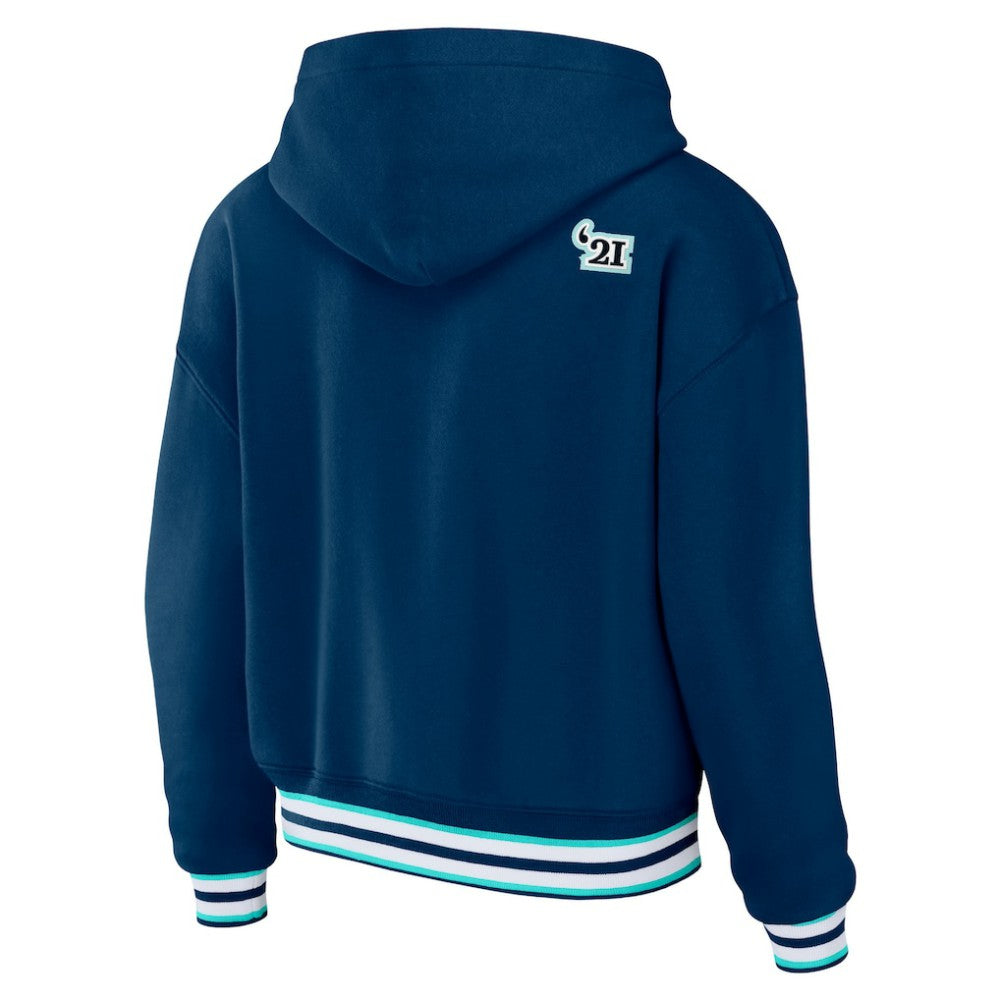 Seattle Kraken WEAR by Erin Andrews Women's Lace-Up Pullover Hoodie - Blue - NHL 200116126