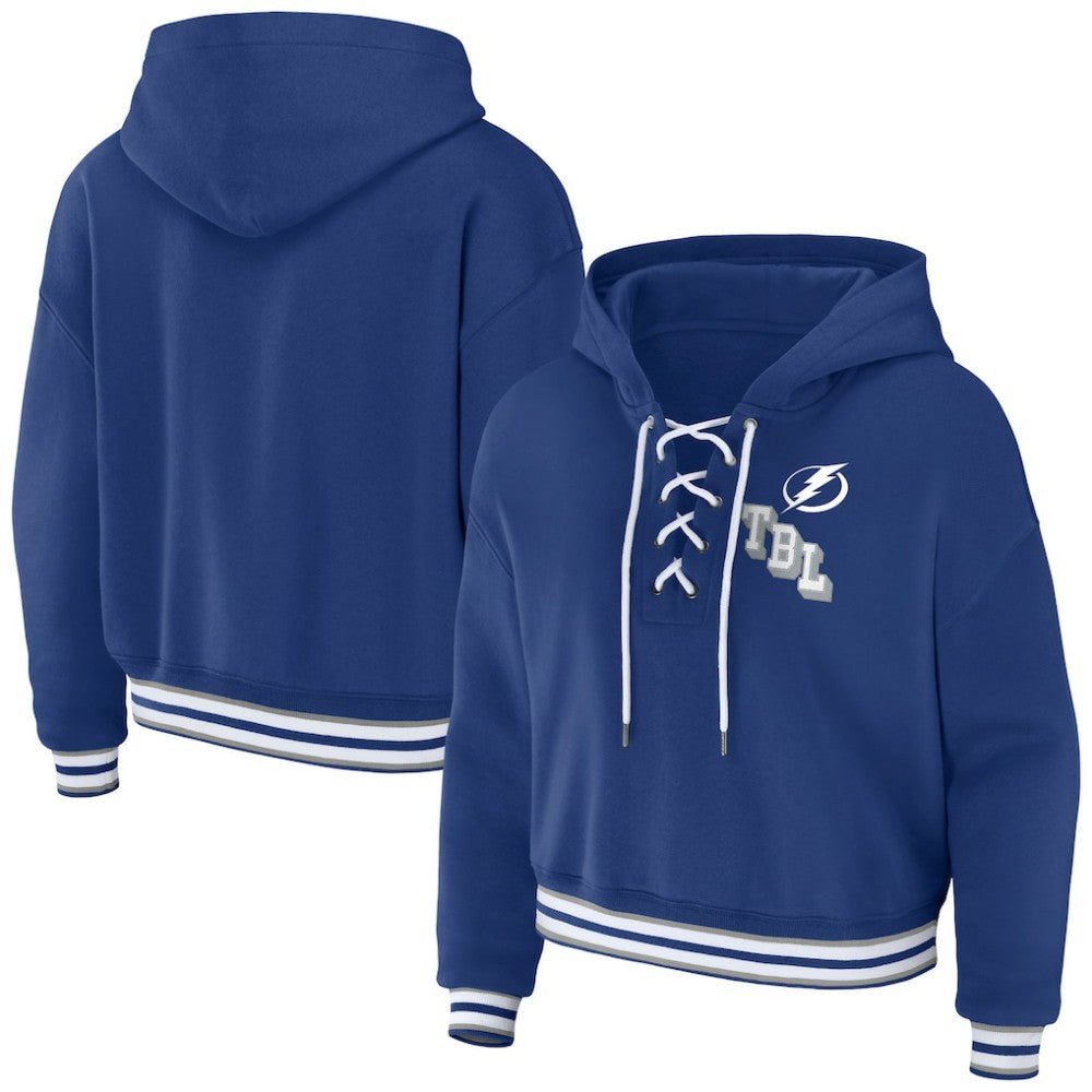 Tampa Bay Lightning WEAR by Erin Andrews Women's Lace-Up Pullover Hoodie - Blue - NHL 200116127