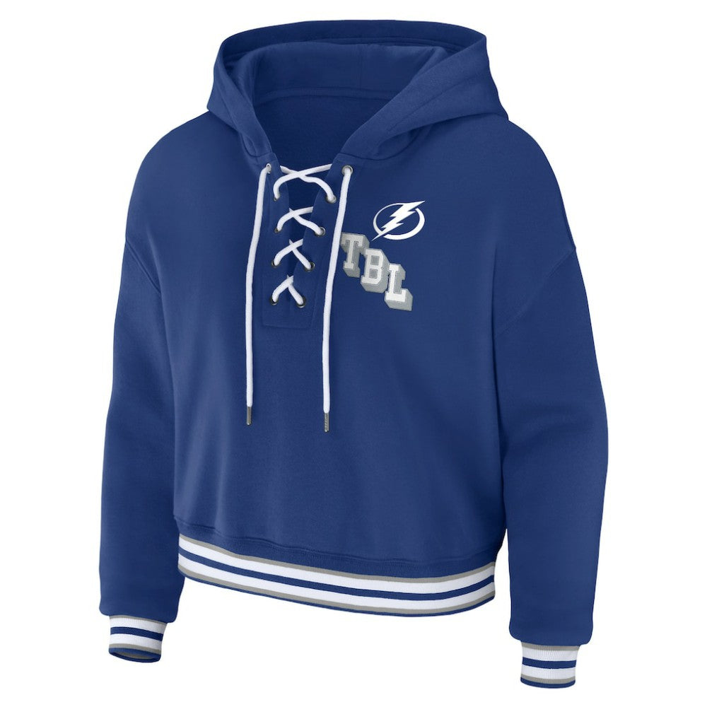 Tampa Bay Lightning WEAR by Erin Andrews Women's Lace-Up Pullover Hoodie - Blue - NHL 200116127