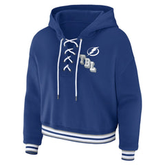 Tampa Bay Lightning WEAR by Erin Andrews Women's Lace-Up Pullover Hoodie - Blue - NHL 200116127