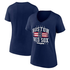 Boston Red Sox Women's Americana Team V-Neck T-Shirt - Navy - MLB on Sale