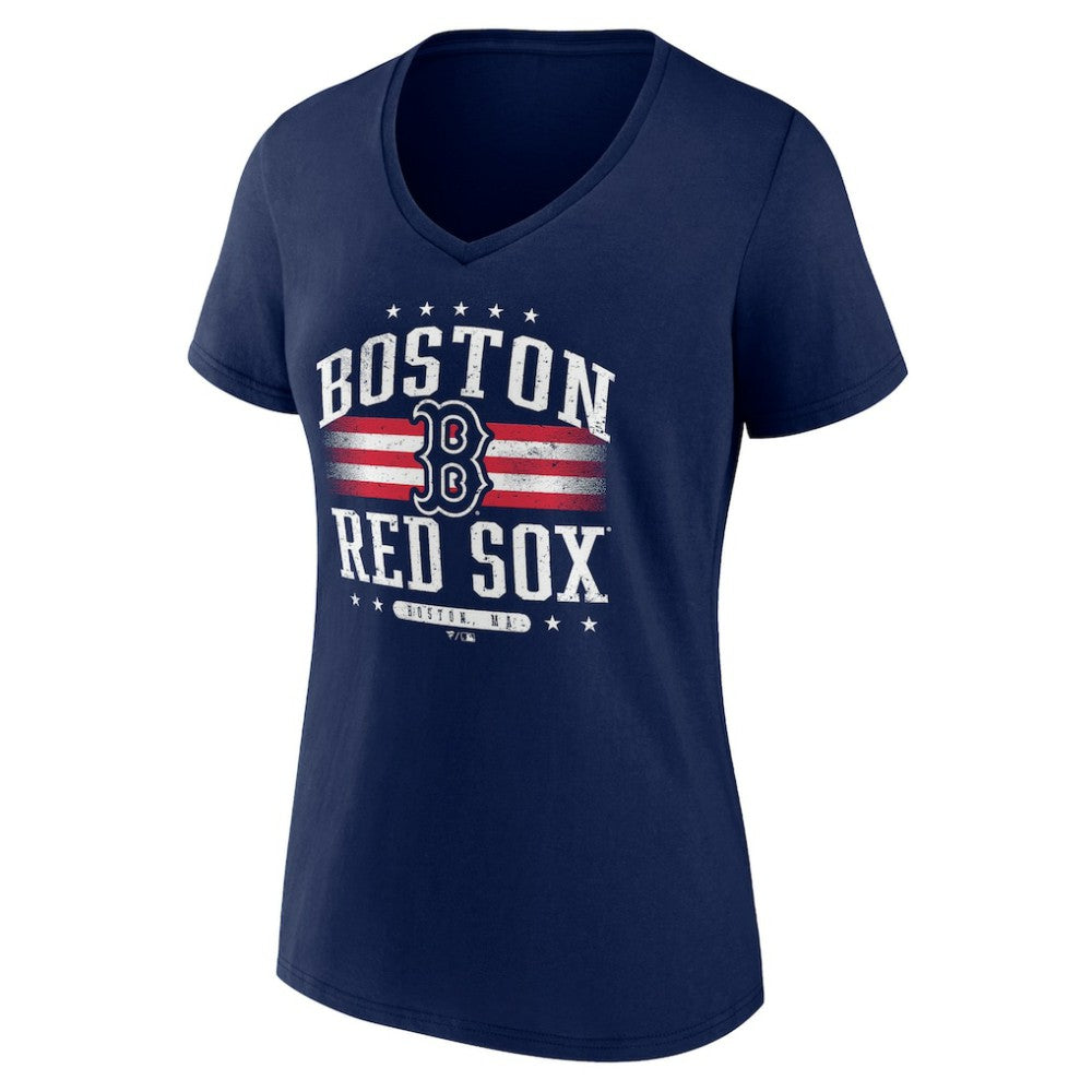 Boston Red Sox Women's Americana Team V-Neck T-Shirt - Navy - MLB on Sale