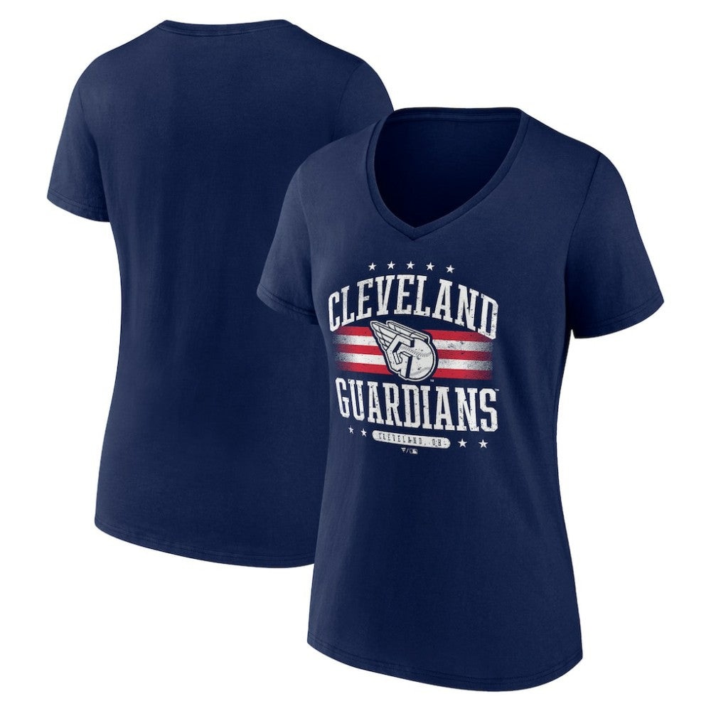 Cleveland Guardians Women's Americana Team V-Neck T-Shirt - Navy - MLB Sale