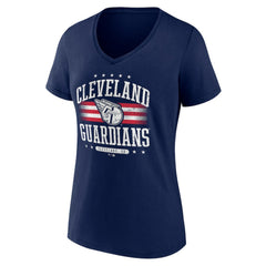Cleveland Guardians Women's Americana Team V-Neck T-Shirt - Navy - MLB Sale
