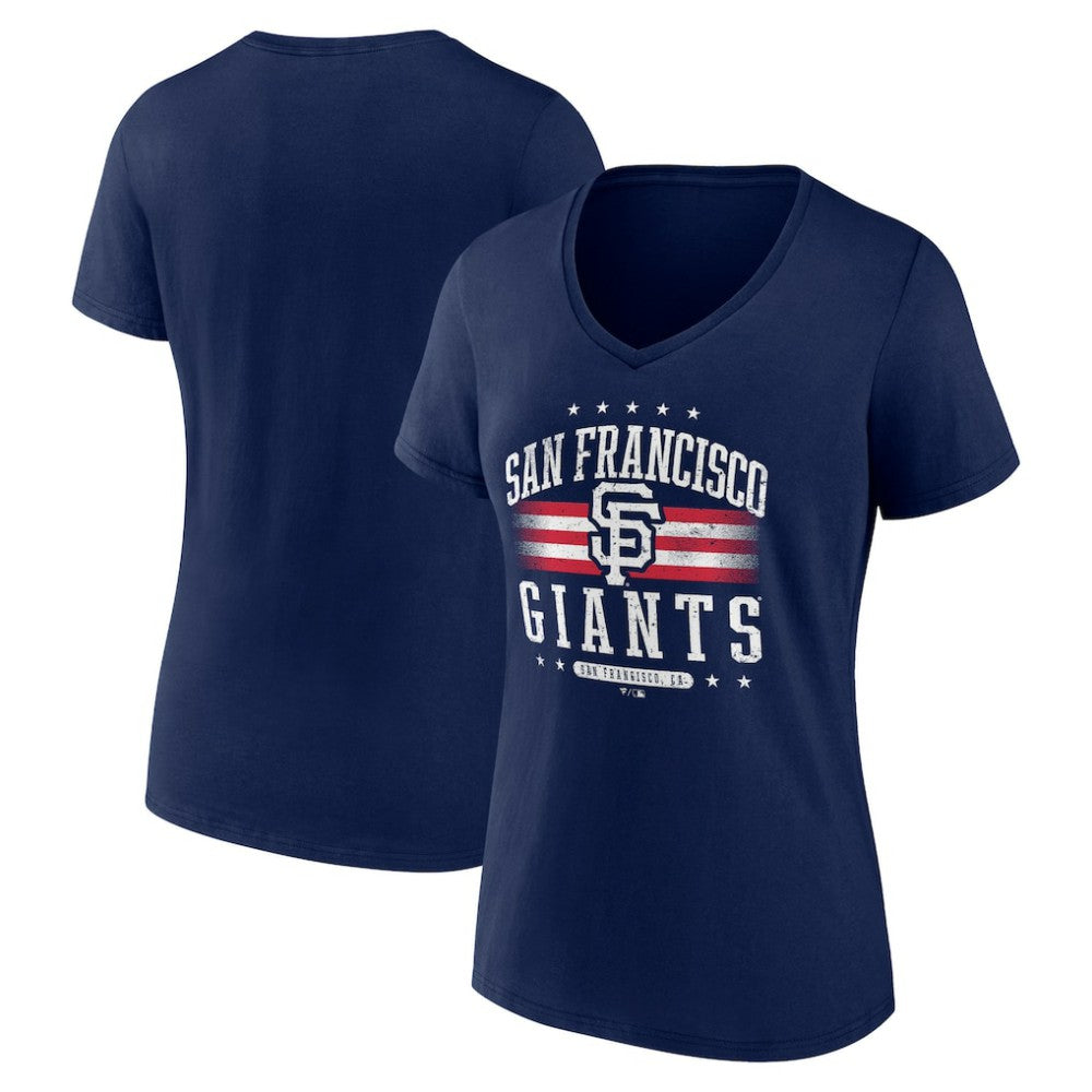 San Francisco Giants Women's Americana Team V-Neck T-Shirt - Navy - MLB Sale