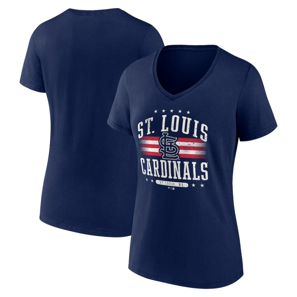 St. Louis Cardinals Women's Americana Team V-Neck T-Shirt - Navy - MLB Lifestyle