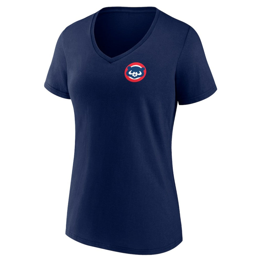 Chicago Cubs Women's Hometown Collection Wrigley V-Neck T-Shirt - Navy - MLB Sale