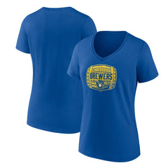 Milwaukee Brewers Women's Hometown Collection Barrel V-Neck T-Shirt - Royal - MLB Sale