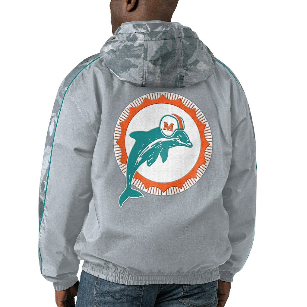 Miami Dolphins Starter Thursday Night Gridiron Throwback Full-Zip Jacket Gray
