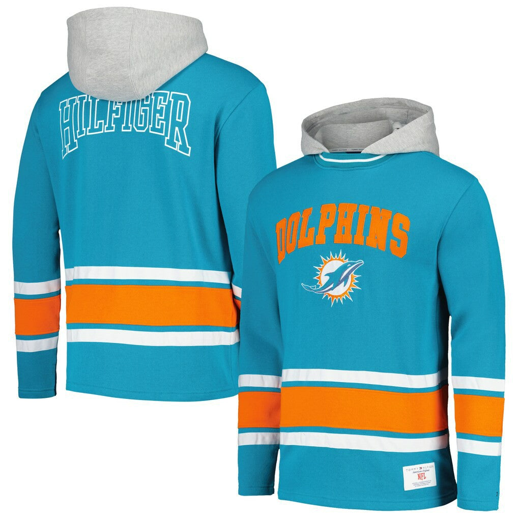 Miami Dolphins Tommy Hilfiger Ivan Fashion Pullover Hoodie Aqua