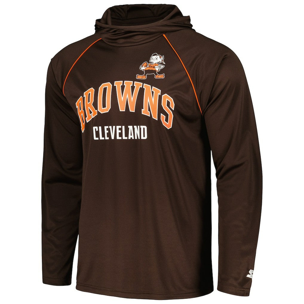 Cleveland Browns Starter Gridiron Classics Throwback Raglan Long Sleeve Hooded T-Shirt Brown