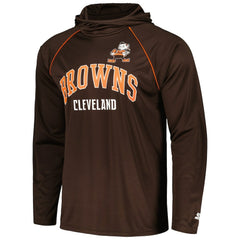 Cleveland Browns Starter Gridiron Classics Throwback Raglan Long Sleeve Hooded T-Shirt Brown