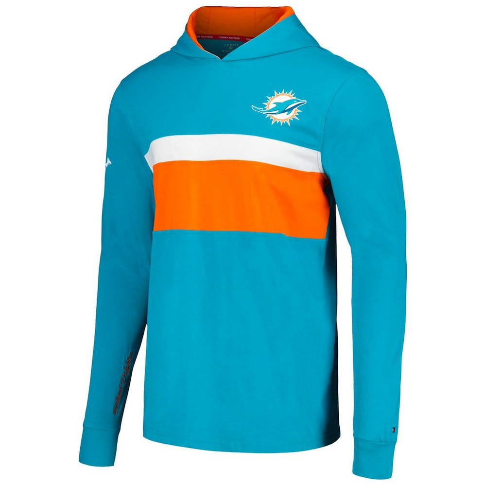 Miami Dolphins Tommy Hilfiger Morgan Long Sleeve Hoodie T-Shirt Aqua