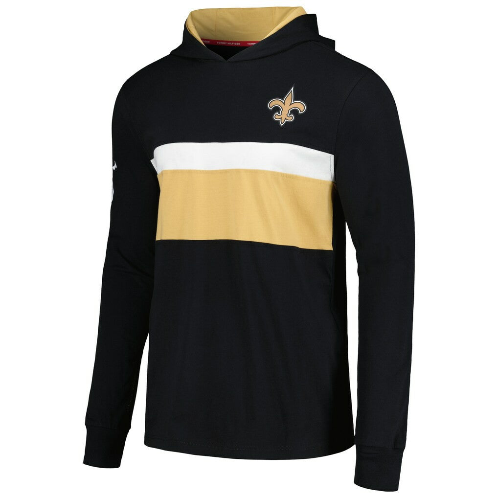 New Orleans Saints Tommy Hilfiger Morgan Long Sleeve Hoodie T-Shirt Black