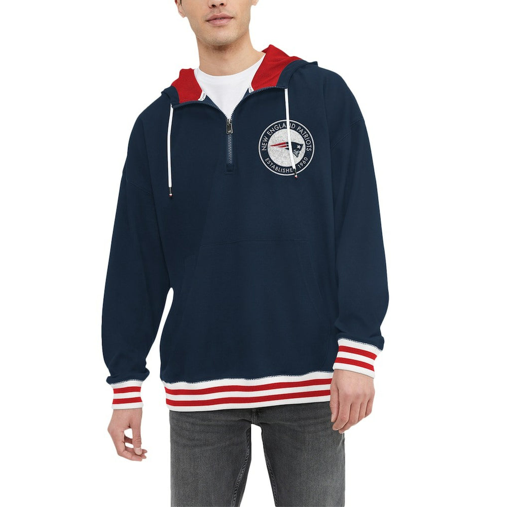 New England Patriots Tommy Hilfiger Aaron Quarter-Zip Hoodie Navy