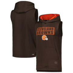 Cleveland Browns MSX by Michael Strahan Marathon Sleeveless Pullover Hoodie Brown