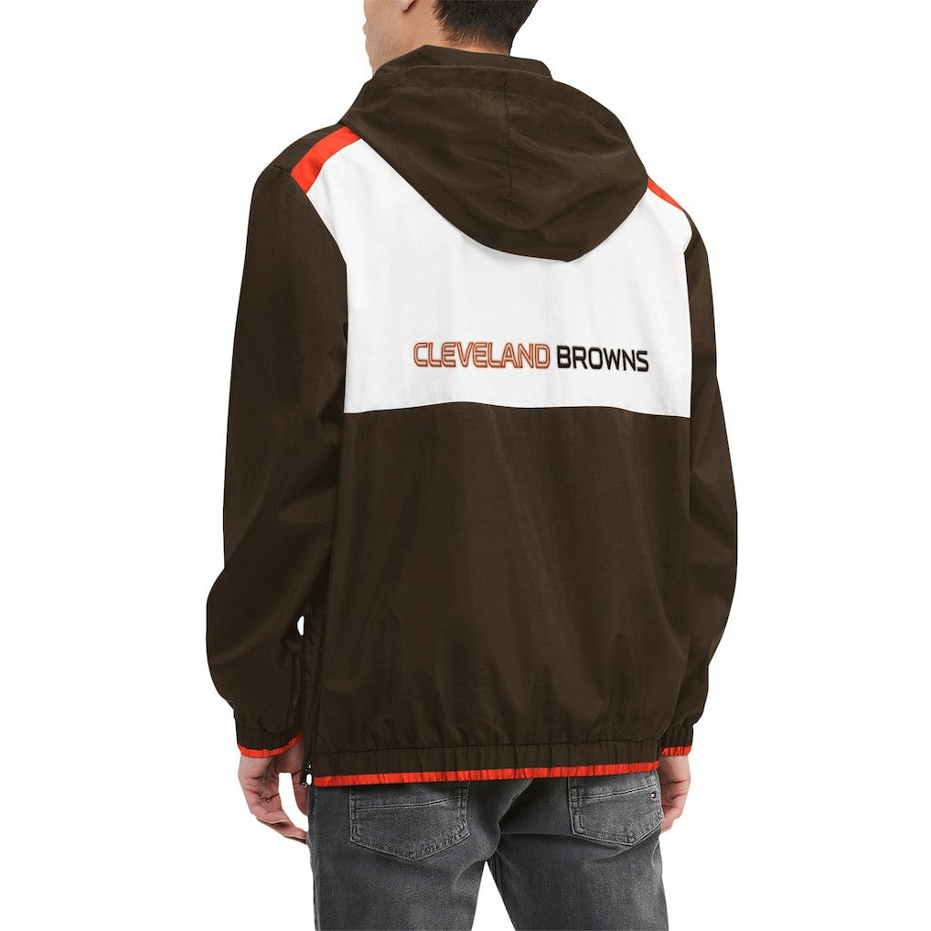 Cleveland Browns Tommy Hilfiger Carter Half-Zip Hooded Top Brown/White