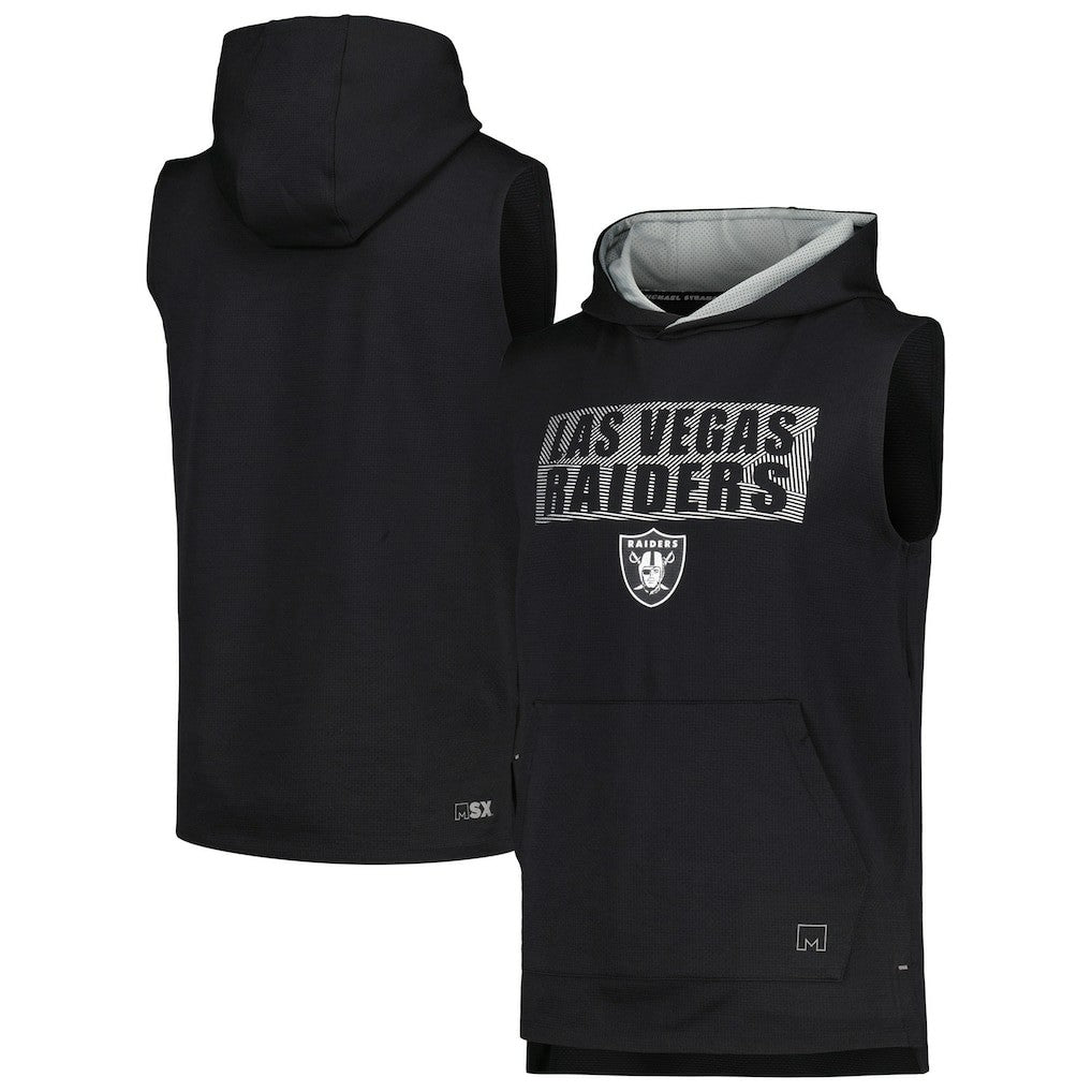 Las Vegas Raiders MSX by Michael Strahan Marathon Sleeveless Pullover Hoodie Black